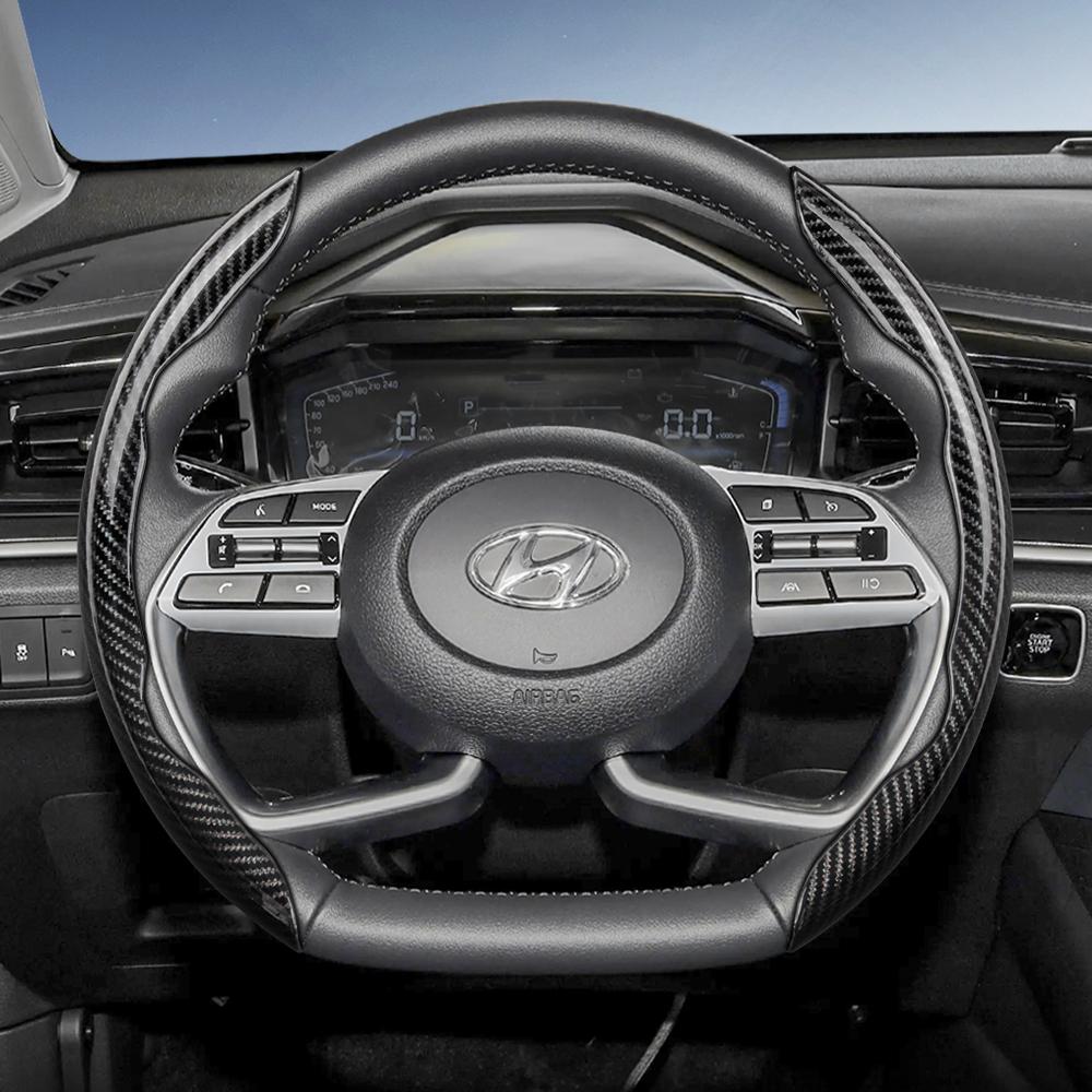 Подходит для Hyundai, Чехол на руль с текстурой под карбон, Сегментированный дизайн с быстрым снятием, Прочный, для Tucson Elantra Avante I30 Седан