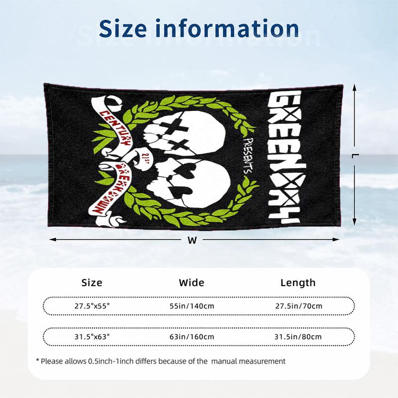 Green day Microfiber Beach Towel Quick Dry Sand Free Lightweight Beach Towels for Travel Swimming Camping