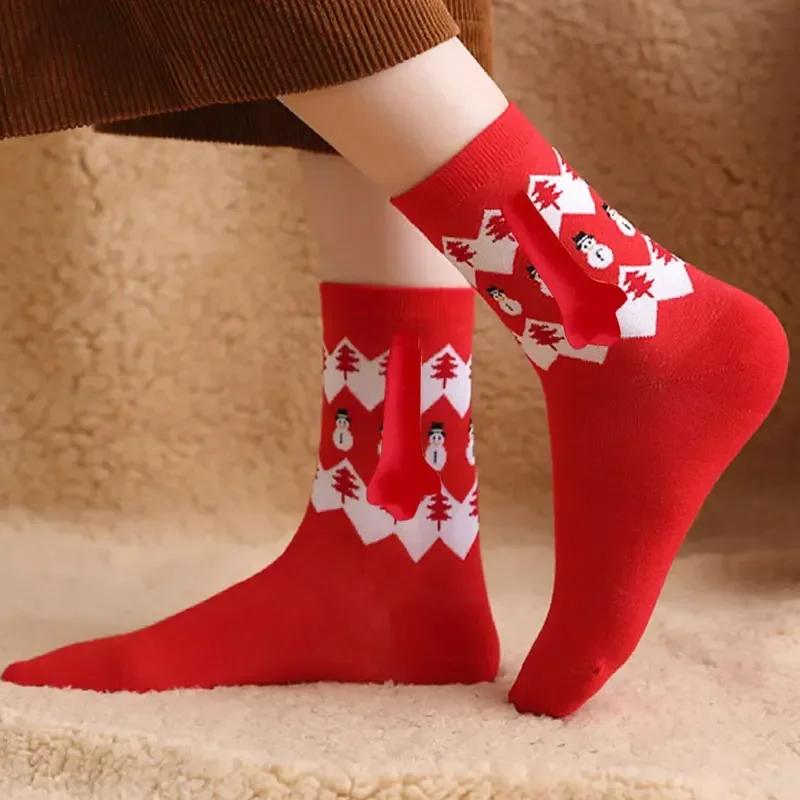 1-10Pairs Christmas Socks Funny Cartoon Print Elk Snowman Santa Candy Bar Novelty Socks for Women Kids Holiday Party Gift Set