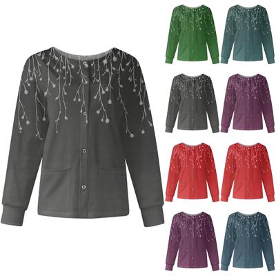 Женский повседневный однобортный однобортный защитная одежда с длинными рукавами и цветочным принтом, кардиган, топ