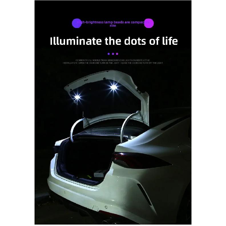 The trunk light of the car features gravity-sensing led wireless lighting with a wireless reading lamp