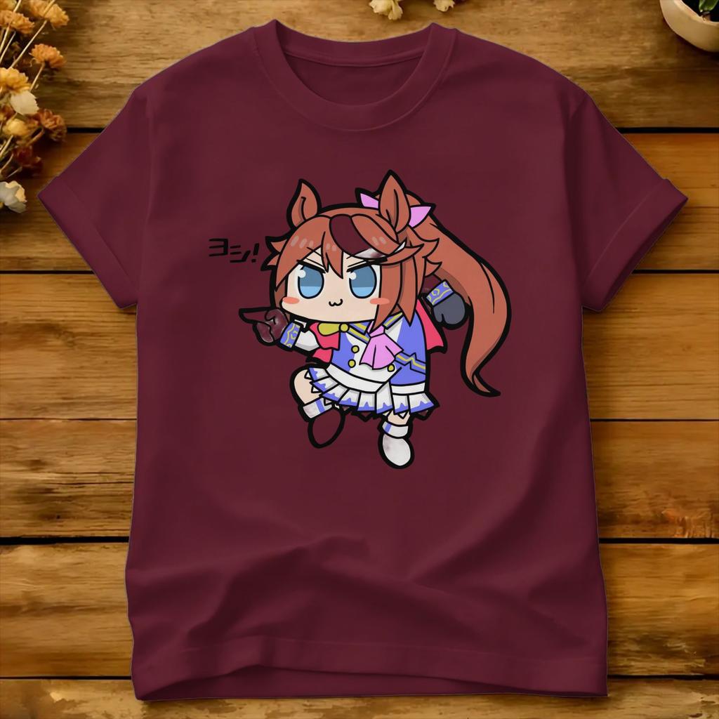 Уличная футболка Uma Musume Tokai Teio Чиби Динамичная Хлопковые футболки Хиппи футболка Для унисекс Пляж Y2k Топы с коротким рукавом