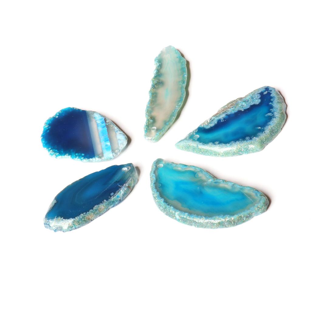 Agate Slices Irregular Agate Light Table Slices for DIY Jewelry Making Home Decoration Blue 1.2‑2in