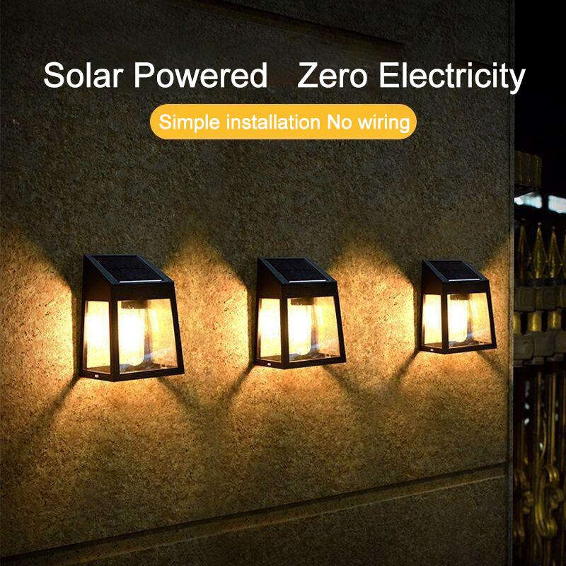 Outdoor Powered Led Solar Wall Lamp Induction Tungsten Filament Night Light Household Waterproof Garden Sunlight Wall Lights