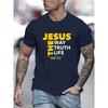 Jesus Print T Shirt, Tees For Men, Casual Short Sleeve T-shirt For Summer Casual for All-Season Comfort & Easy Care