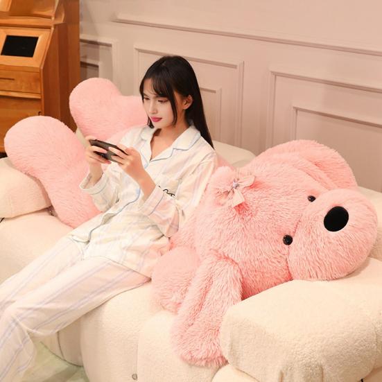 Большая плюшевая игрушка-собака, милая мягкая кукла-подушка с бантом 130/160 см, мягкая, приятная на ощупь кукла-собака для детей, девочек, большая, уютная подушка для отдыха в постели