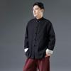 Мужское пальто оверсайз на весну 2025 года с серебряной пряжкой - Ретро китайский стиль с пуговицами-лягушками, свободный повседневный крой, рукава с подворотом