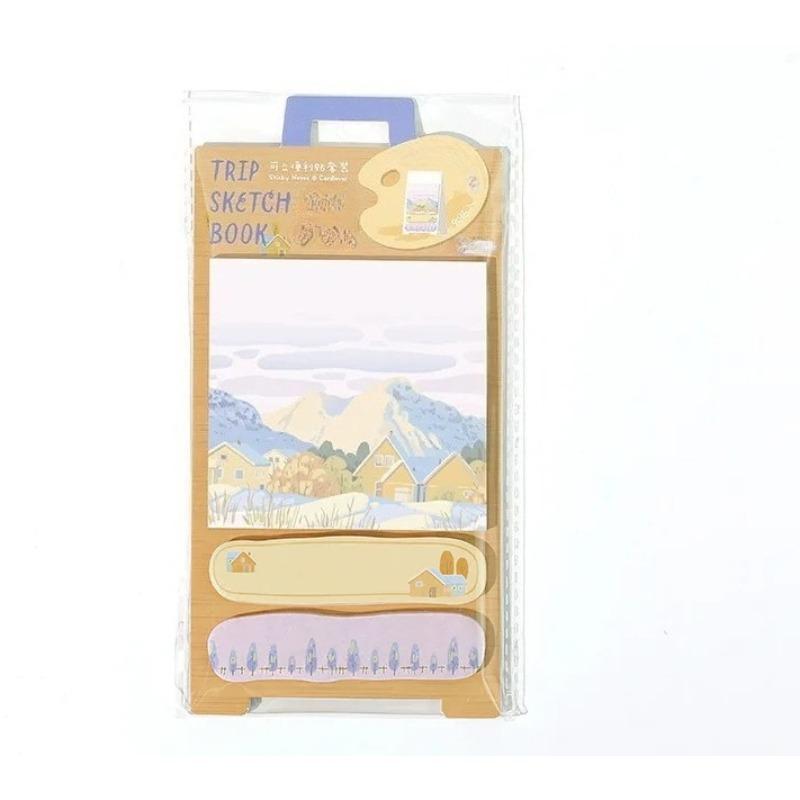 1 шт. Красивый дорожный блокнот для заметок с естественными пейзажами, многофункциональный планер, скрапбук, журнал, бирка для заметок, наклейка, декоративная этикетка, липкий блокнот