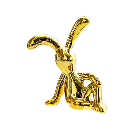 2 шт. Фигурка кролика с длинными ушами, УФ-гальванопокрытие, Клейкая, Сидящий кролик, Модель, Игрушка, Статуэтка, На приборную панель автомобиля AVE