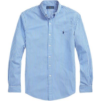 Polo Полосатая поплиновая рубашка Slim Fit с длинным рукавом Мужские рубашки Синий MNPOWOV16821246-400