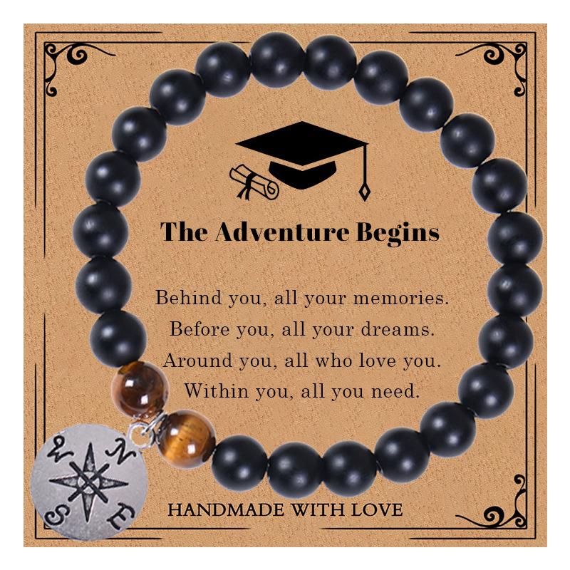 JYL TS Bracelet Graduation Compass Beaded Guides Direction & Bright Future