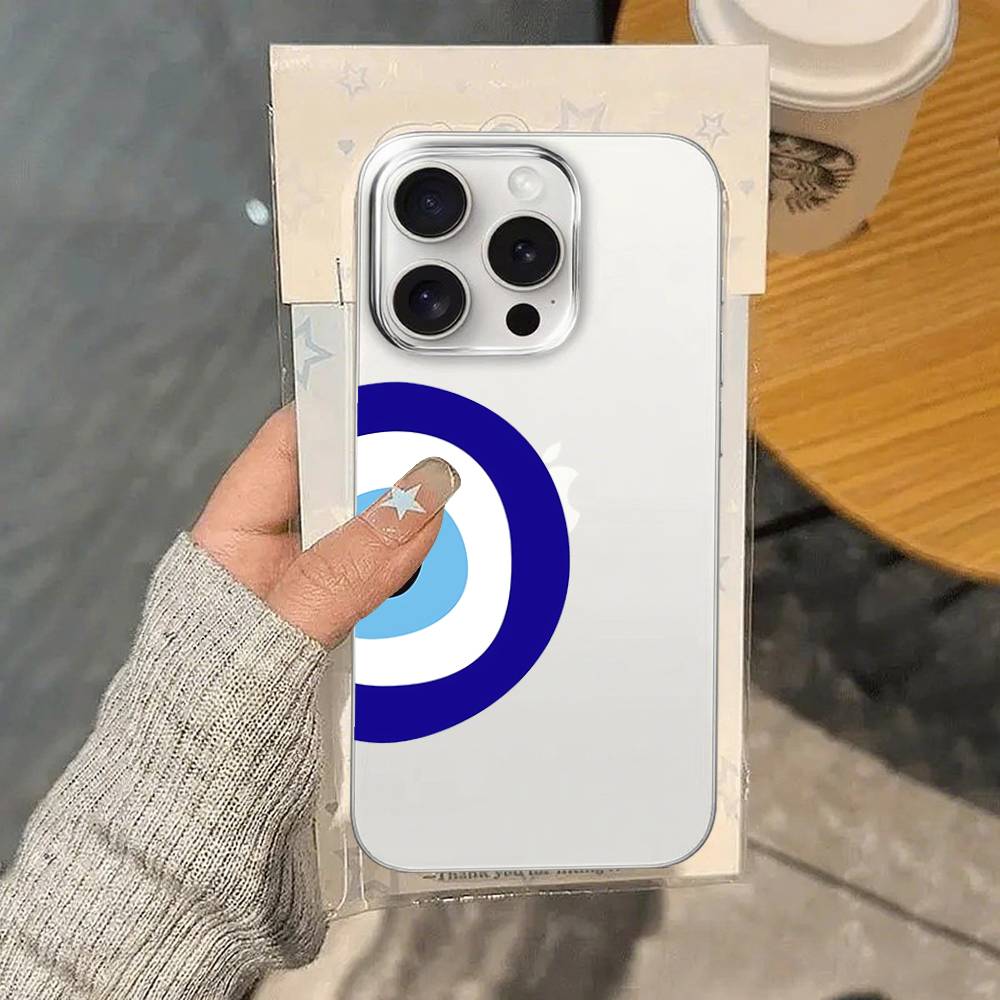 Чехол для телефона 'Голубые глаза' для iPhone 17/16/15/11/13/14 Pro Max Plus/X/Xr/Xs Max/12mini Air Прозрачный