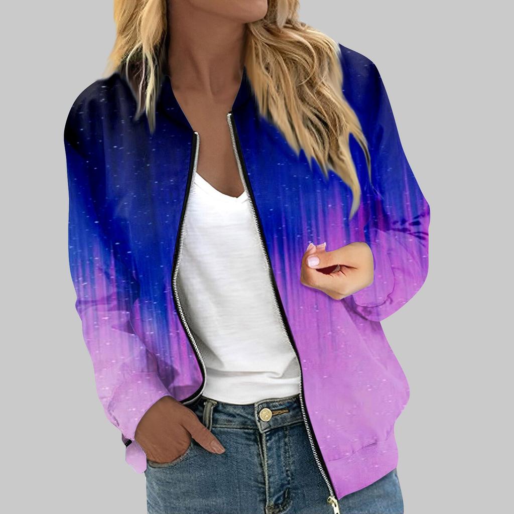 Женская верхняя одежда с длинным рукавом и принтом, повседневные топы на молнии, кардиган, рубашка, тонкая куртка для женщин