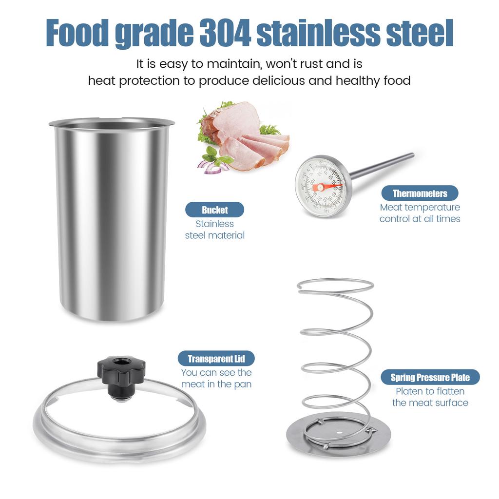 Пресс-форма для деликатесного мяса из нержавеющей стали, кухонная форма для мяса с термометром, для домашнего и коммерческого использования