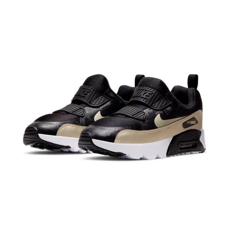 Nike Air Max 90 Маленькая амортизация Низкие Беговые Кроссовки Черно-Золотые Детские Возраст 3 7 Лет DC9200-091