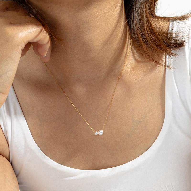 Ожерелья из нержавеющей стали 316L с двойным жемчугом Foxanry Минималистичные Элегантные Водонепроницаемые Свадебные Украшения Подарки для Невесты EL0085