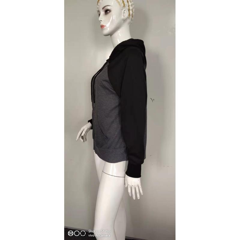 Женская осенне-зимняя модная универсальная толстовка с капюшоном и застежкой-молнией с длинными рукавами