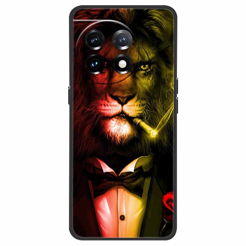 Чехол для OnePlus 11 5G One Plus 11R Цветок Мрамор Черный Бампер Мягкий ТПУ Силиконовый Чехол для OnePlus 11 / 11R 5G Чехлы для Телефонов Capas