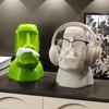 Moai Statue Tissue Holder Easter Island Statue Tissue Box Cover 3-in-1 Eyeglass Holder Headphone Stand Decorative Tissue Box Holder for Living