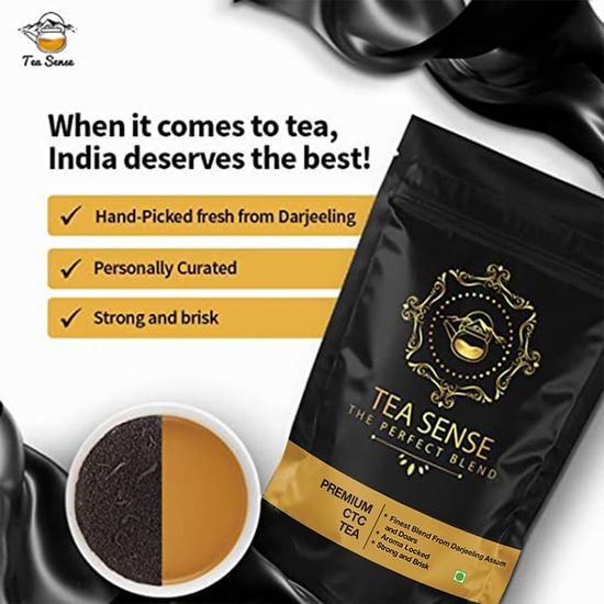 TEA SENSE Premium CTC Chai | 800 G | Assam Chai with Darjeeling Whole Leaves | Rich Flavour & Strong Milk Tea | Chaipatti, Tea Powder
