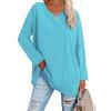 Spring and Autumn Ladies Blouse Long Sleeve Multicolor Loose Drop Shoulder Sleeve V-neck Solid Color Female Tops