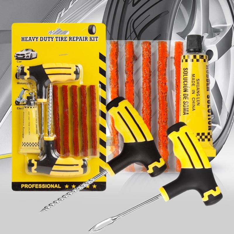 Автомобильный набор для ремонта шин Инструмент для ремонта проколов Автомобиль Мотоцикл Велосипед Прочный набор для ремонта бескамерных шин Набор инструментов с заклепками