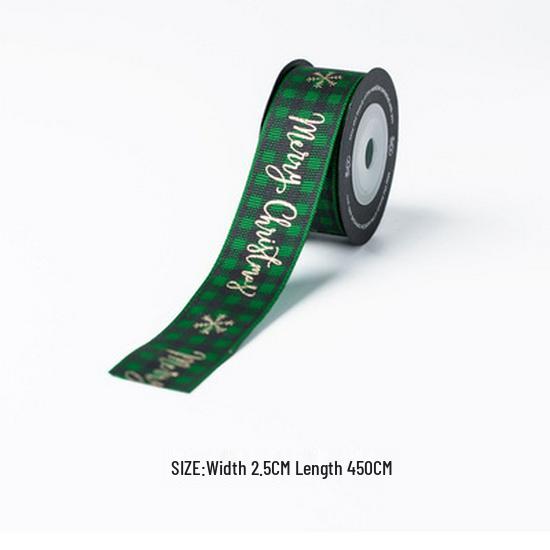 Festive Ribbon: Christmas Gift, New Year, Birthday - Red & Green Plaid with Hot Stamping for Gift Boxes & Bows