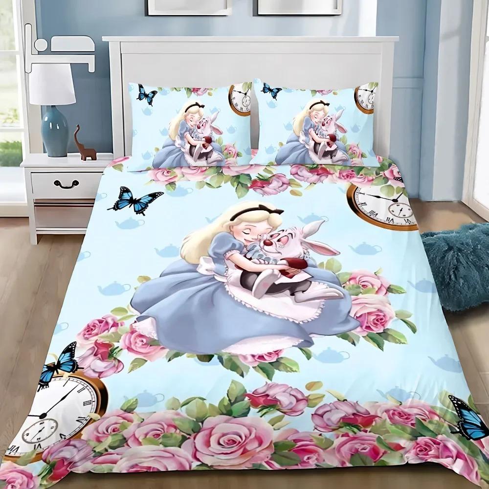 Мультяшный Алиса в Стране Чудес Пододеяльник Наволочка Алиса Принцесса Комплект Постельного Белья Взрослый Мальчик Девочка Украшение Спальни Детский Подарок