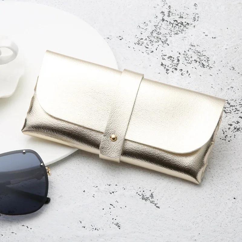 1 Pcs Women's Leather Eyeglasses Case Soft Portable Sunglasses Storage Bag Fashionable Glasses Case Accessory