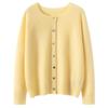 2025 Women's Cashmere Round Neck Cardigan: Solid Color, Loose Knit, Long Sleeve
