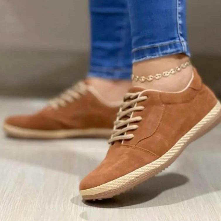 Women Shoes Autumn Casual Female Sneakers Flats Fall Dress Big Size New Cross Winter PU Leisure Rubber Cross-tied Wedges