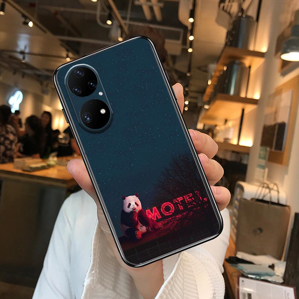Супер милый чехол для телефона с пандой для Huawei p50 P40 p30 P20 10 9 8 Lite E Pro Plus, черный чехол Etui с рисунком Hoesjes comic fas