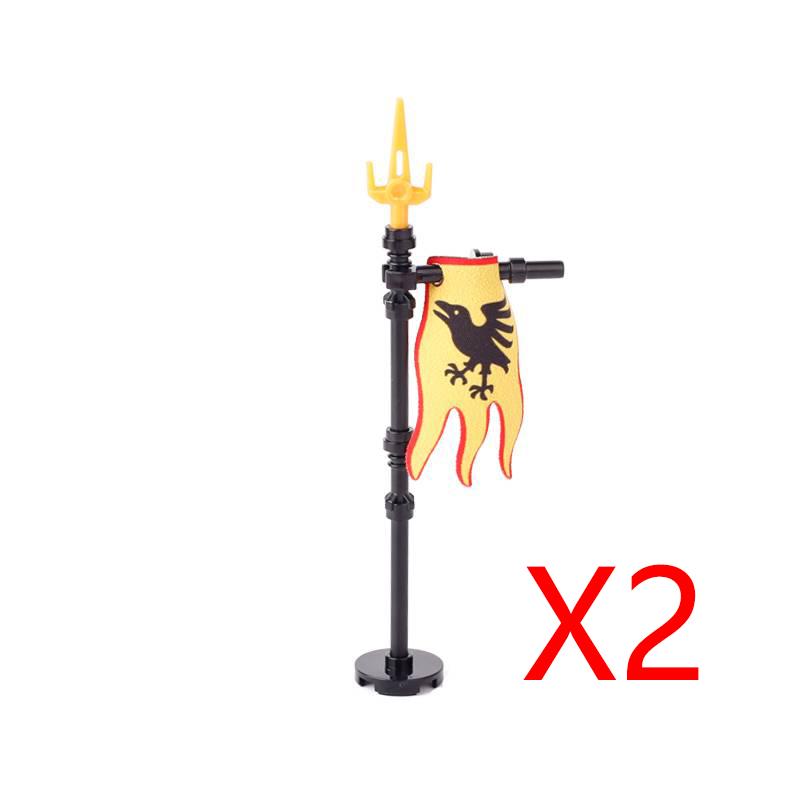 MOC Medieval Building Blocks Soldier Figures Weapons Accessories Armor Shield Flag Transport Ox Horse Mini Brick Toy Gift X010