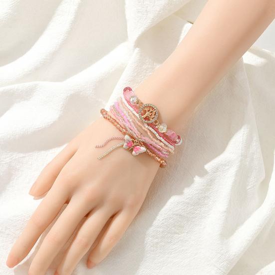 Women Bracelets Beaded Multilayer Faux Glaze Jewelry Bohemian Stackable Bangles for Party