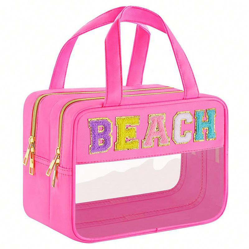 Прозрачная косметичка из ПВХ с пересечением границ - большая вместимость, многофункциональная, портативная сумка для хранения туалетных принадлежностей