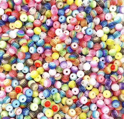 TX02 50pcs 8mm Gorgeous Round Transparency Loose Beads Stripe Jewelry Department DIY Affordable Bracelet Trend Accessories Beads