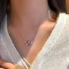 Women's S925 Sterling Silver Necklace Luxury Light Luxury Iris Pendant Natural Amethyst Citrine Fashion Clavicle Chain Jewelry Gift