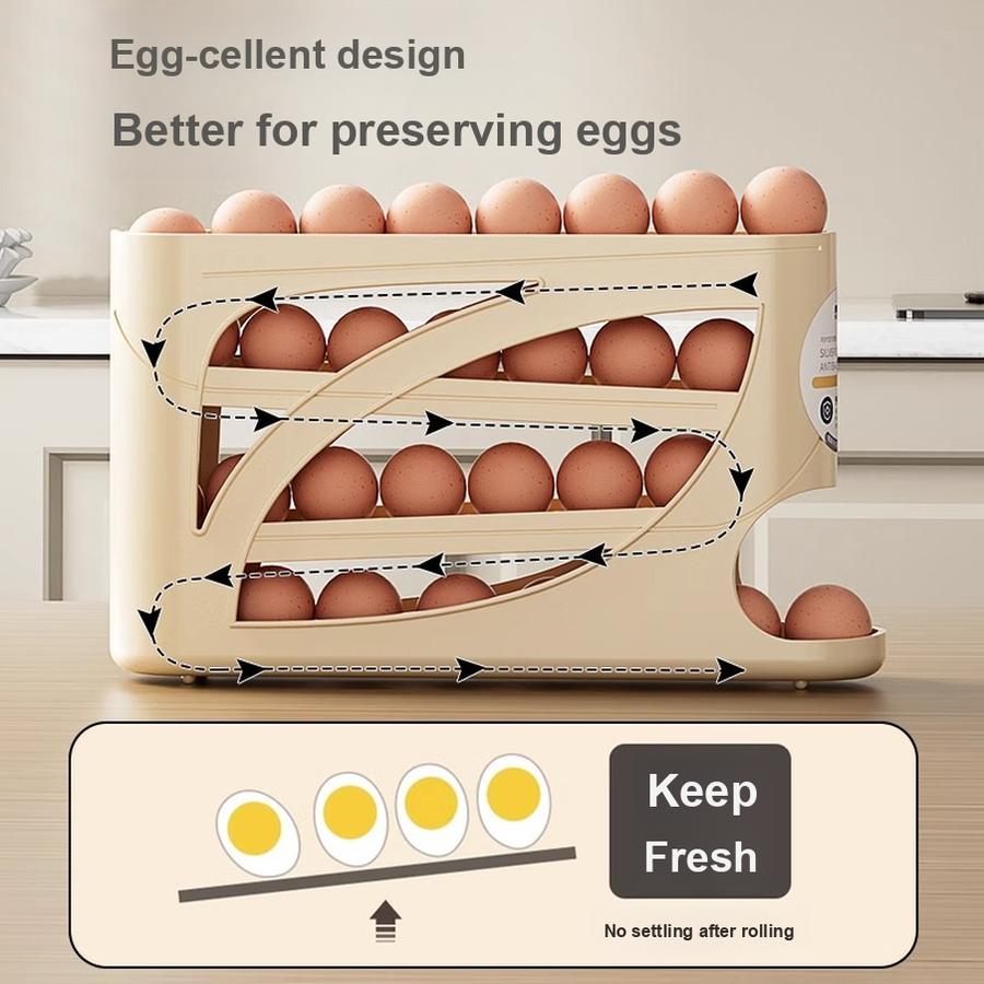 Катящийся Раздвижной Контейнер для Хранения Яиц Пищевой Класс Органайзер Держатель для Яиц на Боковую Дверцу Холодильника Контейнер для Сохранения Свежести