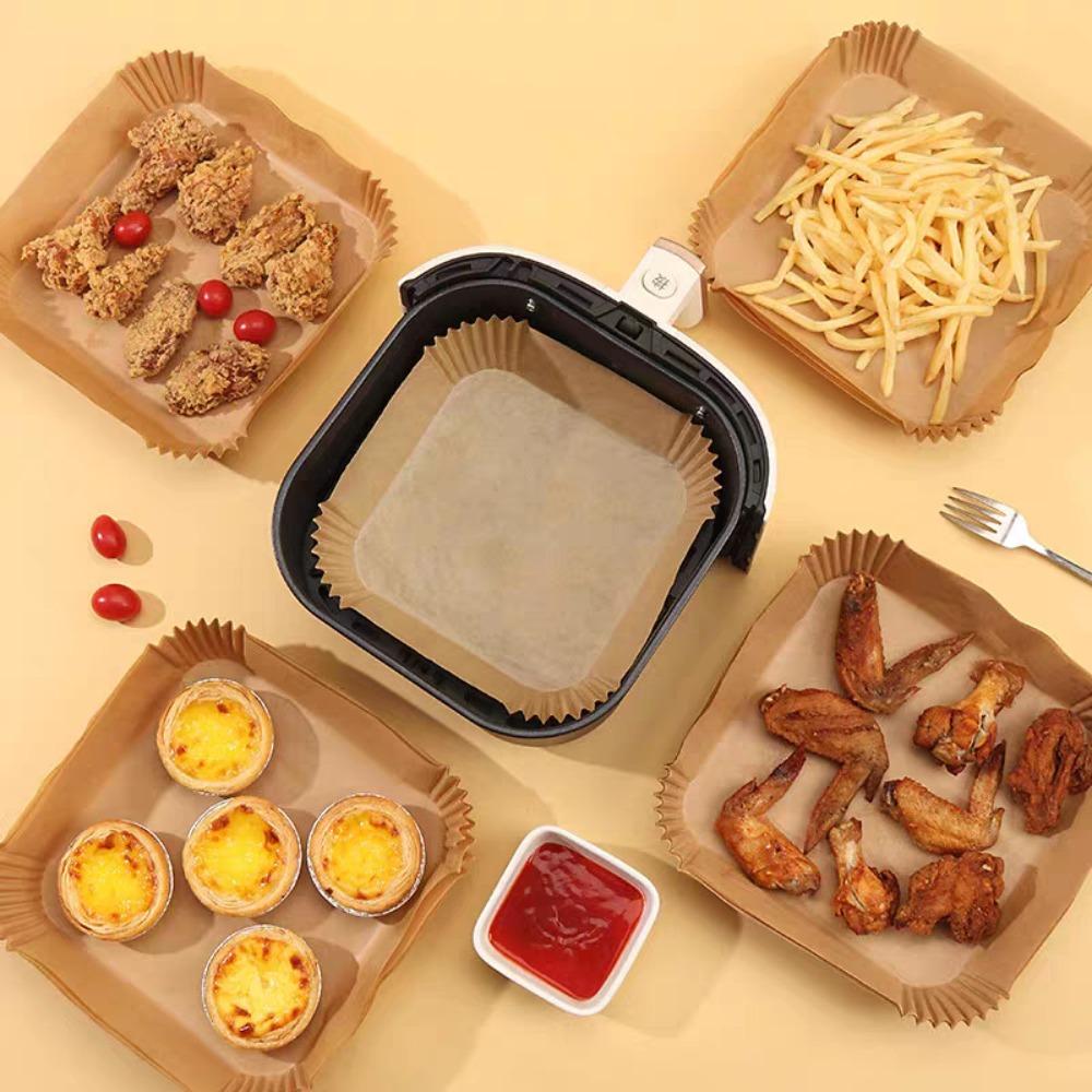 Air Fryer Baking Paper 50/100PCS for BBQ Plate Square Rectangle Round Oven Pan Pad Non-Stick Mat Oil-proof Liner Kitchen Tool
