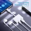 Аудиоадаптер 2-в-1 USB C на 3, разъем 5 мм Type-C, зарядный кабель Aux 3,5 мм для Samsung, Xiaomi, Huawei, разъем для проводных наушников