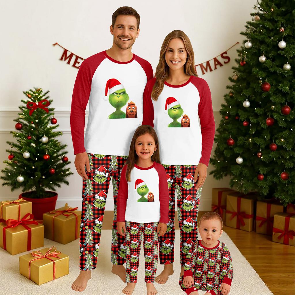 Christmas Day Prints Family Matching Long Sleeve Tops+Pants Set Family Matching Sets