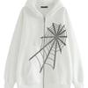 Gothic Punk Spider Web Hooded Women Fairy Grunge Dark Academia Jacket Coat Harajuku Outwear Zipper Sweatshirts Emo Alt Clothing