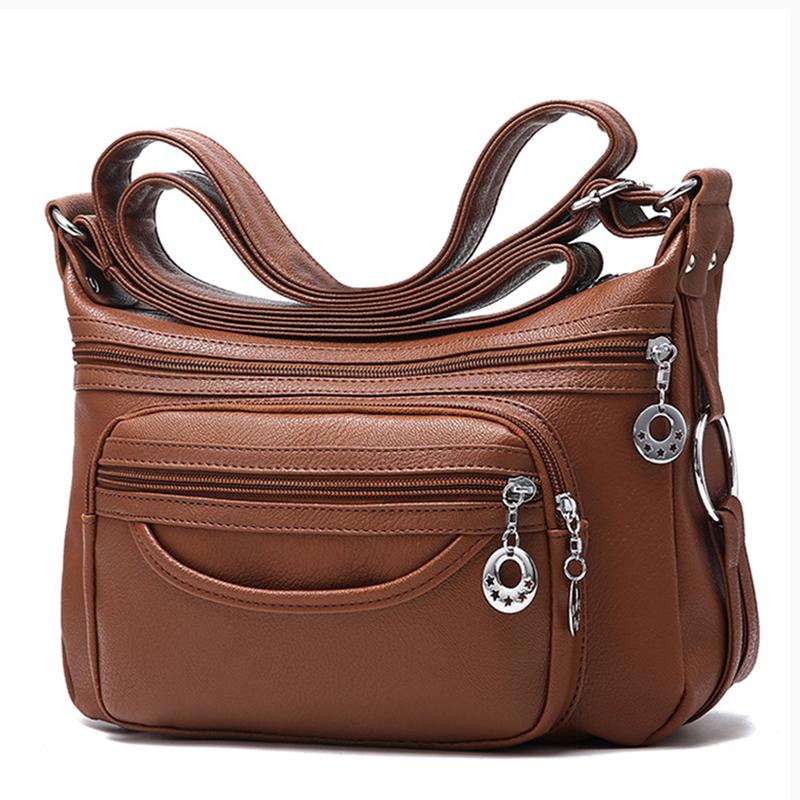 Мягкая мытая искусственная кожа Повседневная сумка Mama Женская сумка через плечо