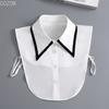 Women's Solid Colour Black White Vertical Small Flip Collar Versatile Shirt Jumper Jumper Fashion Lace False Collar Four Seasons