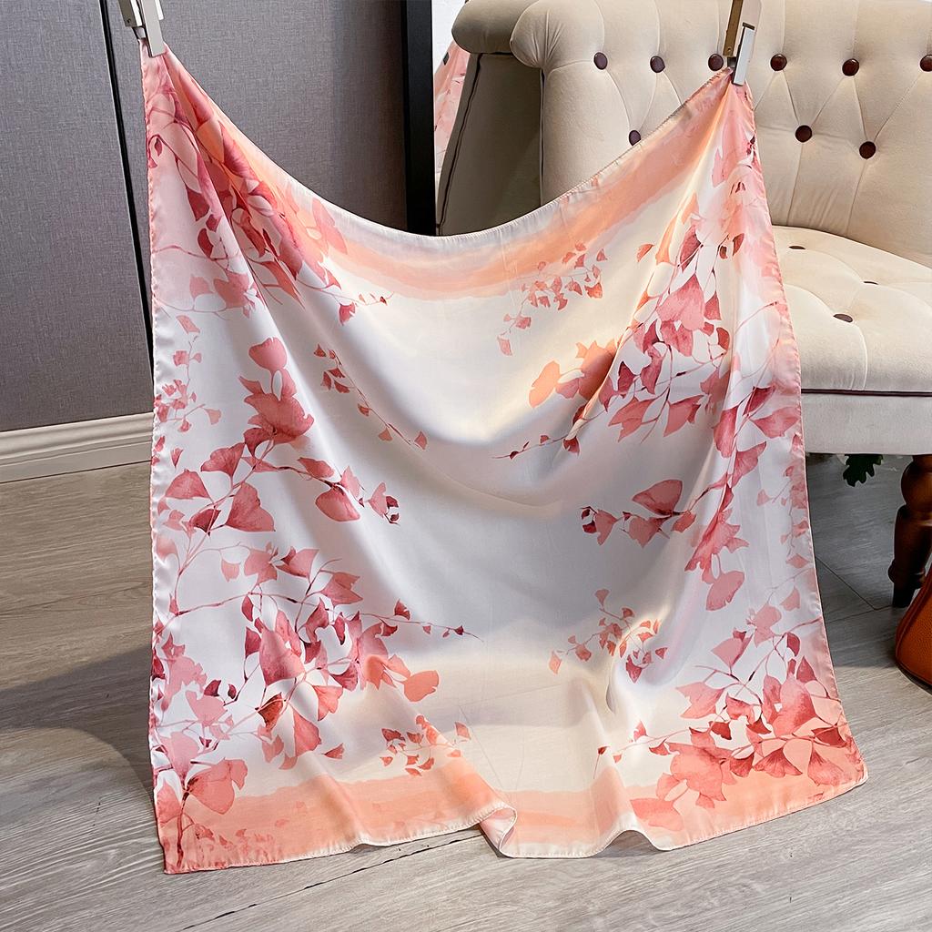 New Fashion Luxury Printing 90*90CM Women Scarf Satin Paisley Square Big Shawl Elegant Headscarf Beach Sun Protection Bandana