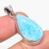 Natural Republic Larimar Gemstone 925 Solid Sterling Silver Pendant 1.75" A2t95