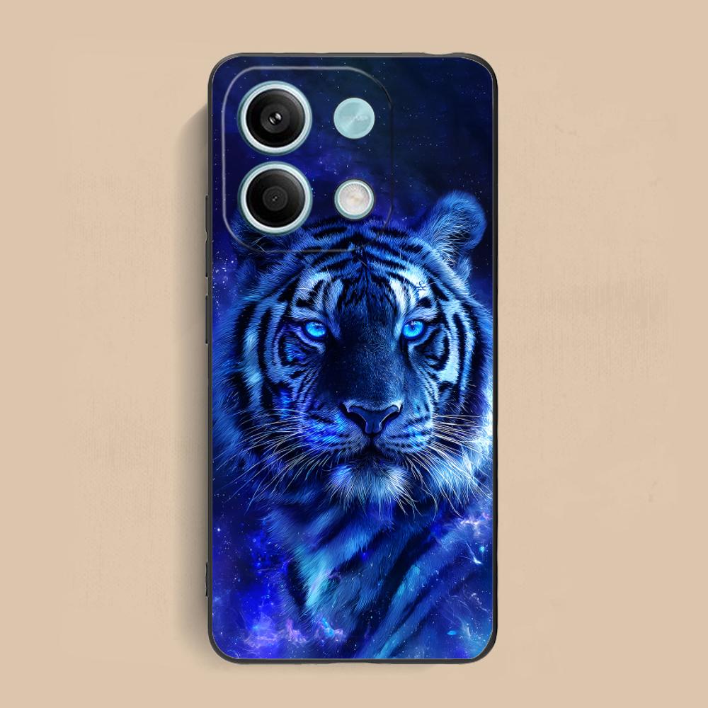 Неоновый чехол для мобильного телефона с тигром для Xiaomi Redmi Note 14 13 12 11 S Pro Plus 4G 5G Цветной чехол с принтом Красивый чехол Роскошный