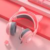SY-G25 Wired Headphone RGB Lighting Omni-directional Mic Over-Ear Computer Headphone with Cute Cat Ear for E-sport