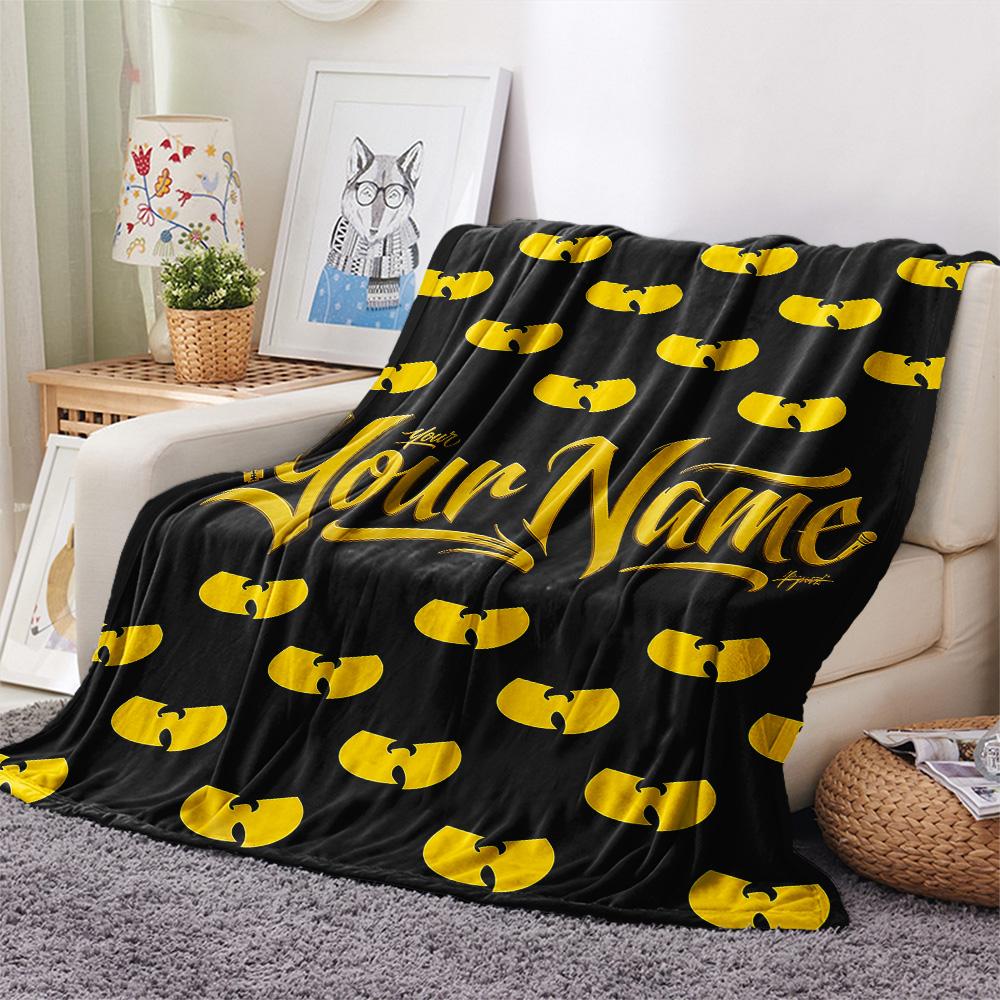 1PC Custom Name Wu-Tang Clan Patterned Flannel Blanket Suitable For All Seasons for Home Decor Warmth and Comfort Gifts Holiday Present -HE228