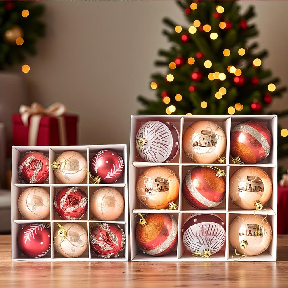 Red White  Gold Christmas Baubles 9pcs 6cm Christmas Tree Ball Ornaments Christmas Crafts Supplies Christmas Decorations